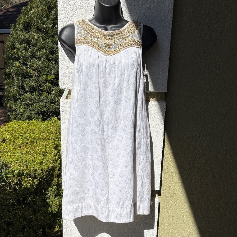 Anthropologie Maeve Graced Embellished Swing Cocktail Dress